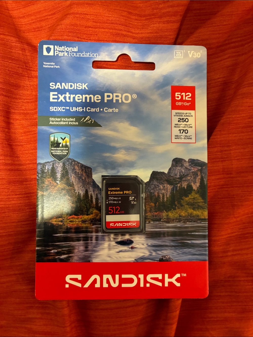 SanDisk Extreme PRO 512GB SDXC Card – Black and Red